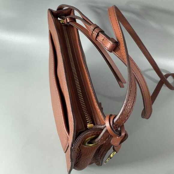 New Fossil Brown Leather Crossbody Bag - Picture 10 of 15
